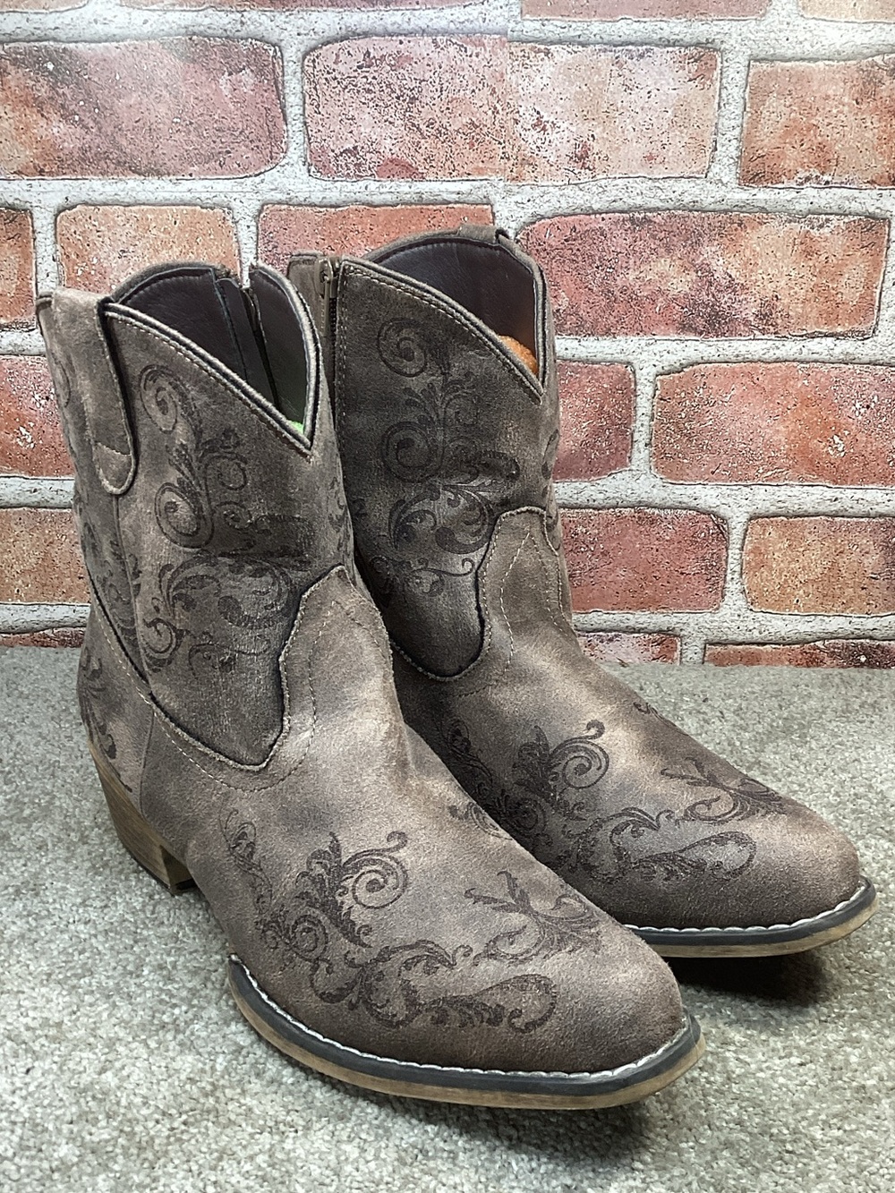 Roper Womens Short Stuff brown western cowboy boots size 11